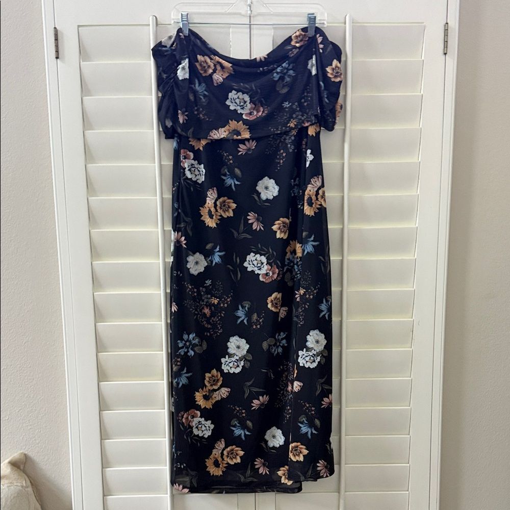 Tinsel Black Floral Midi Dress
